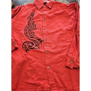 Wek Red Tribal Print Shacket Shirt Vintage Made In USA Men's Small Medium